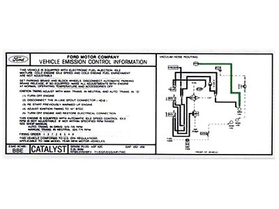 1989 Bronco Emission Control Information Decal - 5.0L With Automatic or Manual Transmission