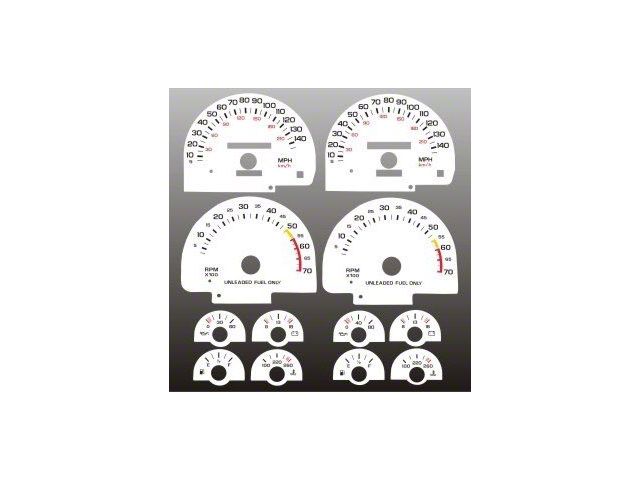 1990-1992 Camaro Chevrolet , ,White Face Gauge Instrument Cluster Overlay,140 MPH Speedometer