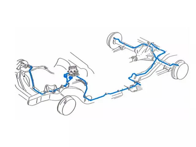 1990-94 2WD Chevy Truck Power Disc Brake Line Set, 3/4 Ton, Ext. Cab Longbed, 11 pc, Stainless