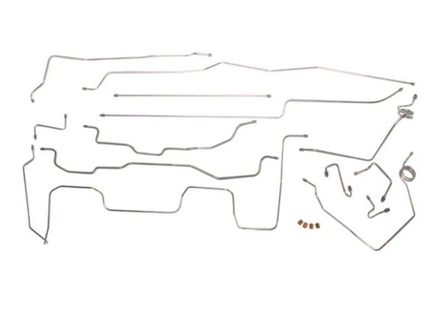 1990-94 Chevy-GMC Truck 4WD 3/4 And 1-Ton Std & Ext. Cab Long & Short Bed Rear Drum Brake Line Kit 17pc, Stainless