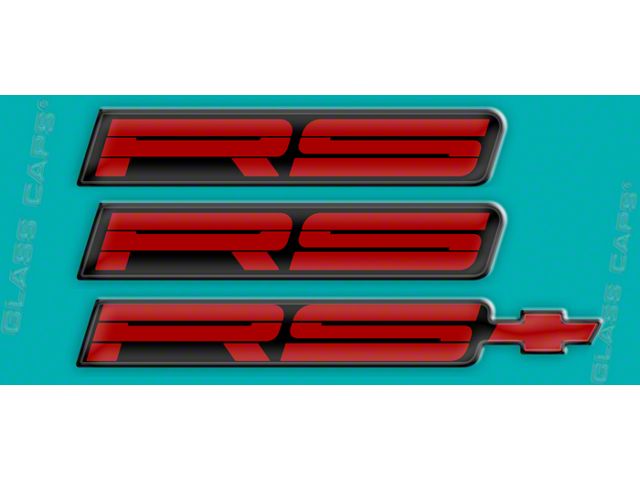1991-92 RS Rocker/Rear Bumper Domed Decal Emblem Kit 3 Pcs Red
