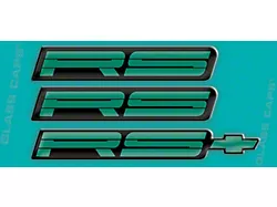 1991-92 RS Rocker/Rear Bumper Domed Decal Emblem Kit 3 Pcs Teal