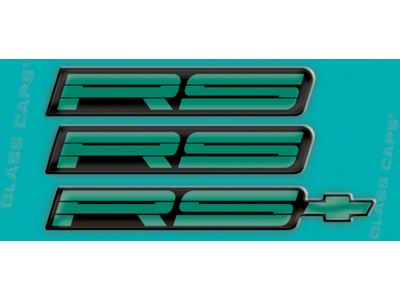 1991-92 RS Rocker/Rear Bumper Domed Decal Emblem Kit 3 Pcs Teal