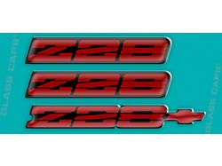 1991-92 Z28 Rocker/Rear Bumper Domed Decal Emblem Kit 3 Pcs Red