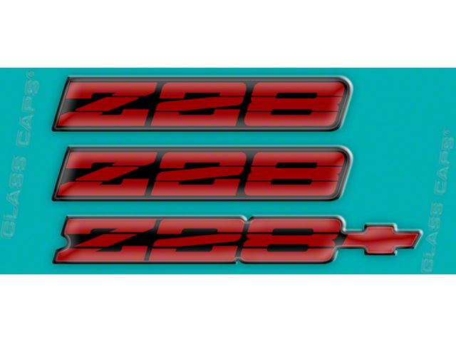 1991-92 Z28 Rocker/Rear Bumper Domed Decal Emblem Kit 3 Pcs Red