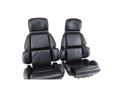 CA 1993 Corvette Seat Covers Driver Leather Black Standard Mounted On Foam