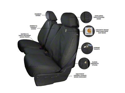 1996-2007C Chevy-GMC 1500 Carhartt SeatSaver Custom Second Row Seat Covers, Extended Cab With Solid Bench Seat With 2 Adjustable Headrests-Gravel