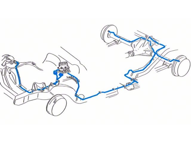 1999-2002 Chevy-GMC Truck 4wd Brake Line Sets, Power Disc Brake Set 3/4 ton, Extended Cab, Shortbed, 4x4 Single Rear Wheels- 7pc, Stainless Steel