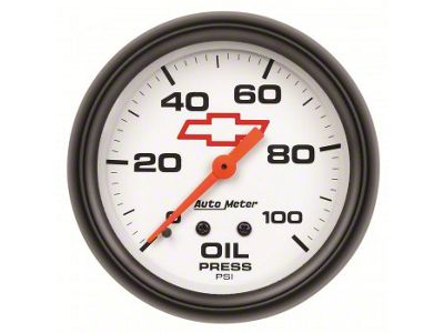 2-1/16 Oil Pressure 0-100PSI White Face W/ Red Bow Tie