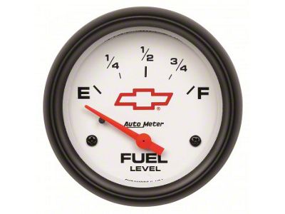 2-5/8 Electric Fuel Gauge White Face W/ Red Bowtie