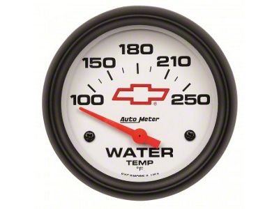 2-5/8 Water Temperature, 100-250 DegreeF Gauge White Face W/ Red Bowtie