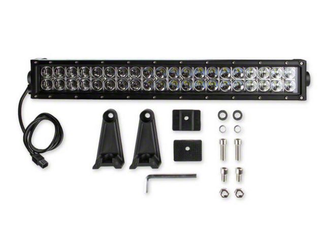 20 Long Straight Double Row LED Light Bar, Combo Spot/Flood, 120 watts, 9,600 Lumens - Chrome Outer Reflector