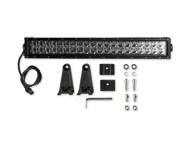 20 Long Straight Double Row LED Light Bar, Combo Spot/Flood, 120 watts, 9,600 Lumens - Chrome Outer Reflector