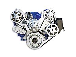289/302/351W V8 S Drive Serpentine Pulley Kit with A/C and Power Steering, Machined Finish