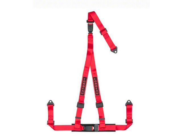 Corbeau 3-Point Double Release Harness Belts Red