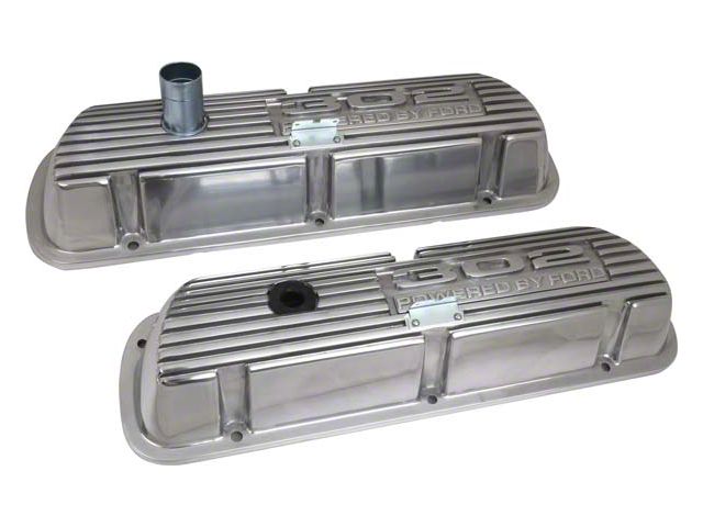 302 Powered By Ford Polished Aluminum Valve Cover