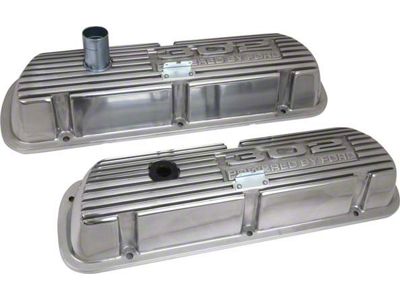 302 Powered By Ford Polished Aluminum Valve Covers, Pair