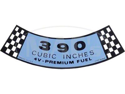 390 4BBL AIR CLEANER DECAL, Thunderbird, 1967