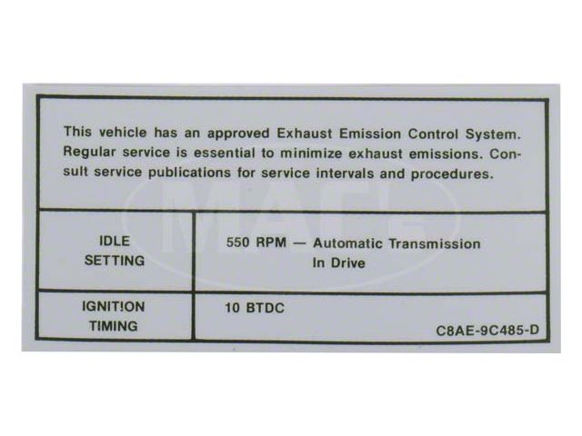 68-69 429-4V Emission Decal