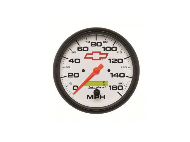 5 Inch Speedometer 0-160 MPH White Face W/Red Bowtie