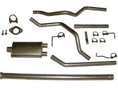 2.25-Inch Dual Exhaust System with Standard Turbo Muffer; Rear Exit (80-96 5.0L F-150, F-250 w/ 2-1/4-Inch Exhaust at the Converter)
