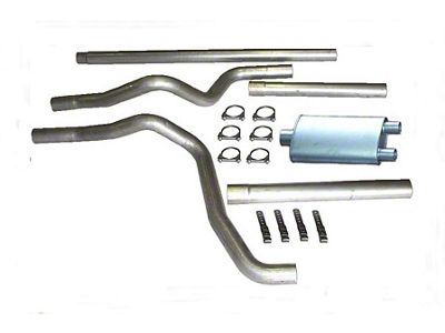 3-Inch Dual Exhaust System with Standard Turbo Muffer; Rear Exit (80-96 5.0L F-150, F-250 w/ 2-1/4-Inch Exhaust at the Converter)