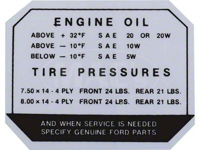 57-59 Icd Oil/tire Pressure