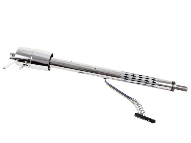 57 Chevy Flaming River Collapsible Steering Column, Tilt Function, Polished Stainless Steel, Floor Shifter