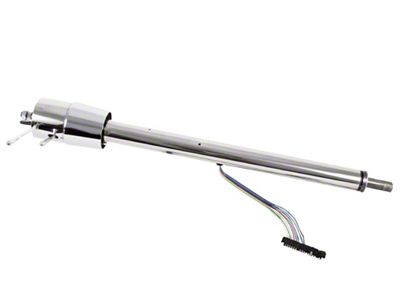 57 Chevy Flaming River Steering Column, Tilt Function, Polished Stainless Steel, Floor Shifter