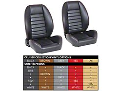 Cruiser Collection Low Back Bucket Seats; Black Madrid Vinyl (67-69 Camaro)