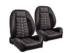 Pro-Series Sport-XR Low Back Seats; Black Madrid Vinyl/Black Unisuede with Steel Grommets (67-69 Camaro)