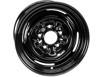 Dog Dish Style Steel Gloss Black Wheel; 15x7; 19mm Offset (67-69 Firebird)