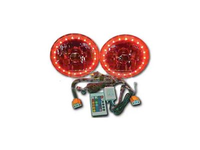 7 Round White Diamond Multi Color LED Halo Headlight