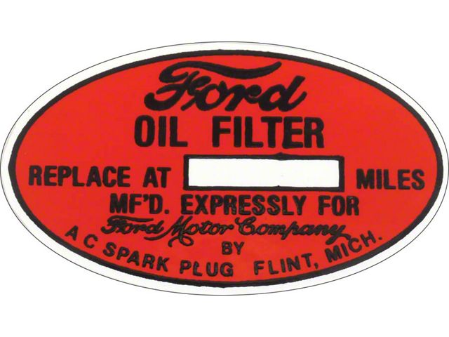 AC Oil Filter Decal - Red , White & Black - Ford Passenger