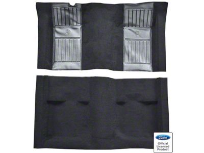 ACC Complete Nylon Molded Carpet without Shifter Hole Cutout; 2-Black Running Pony Inserts (71-73 Mustang Mach 1)