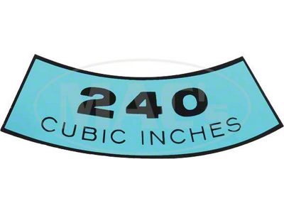 Air Cleaner Decal, 240 CID, Galaxie, 1968-1969