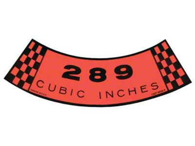 Air Cleaner Decal - 289 Cubic Inches - Ford