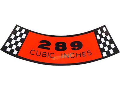 Air Cleaner Decal - 289 Cubic Inches - Ford