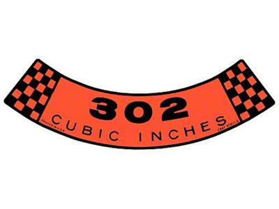 Air Cleaner Decal - 302 Cubic Inches - C8AF-9C611-E - Ford
