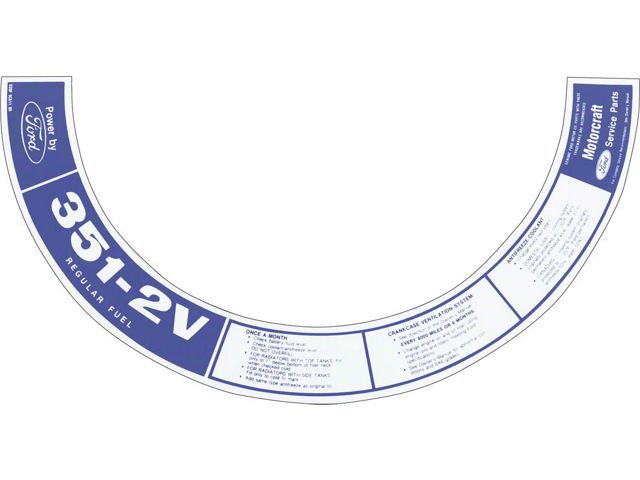 Air Cleaner Decal - 351 2V - Mercury