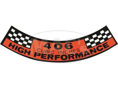 Air Cleaner Decal - 406 Cubic Inches High Performance - Ford
