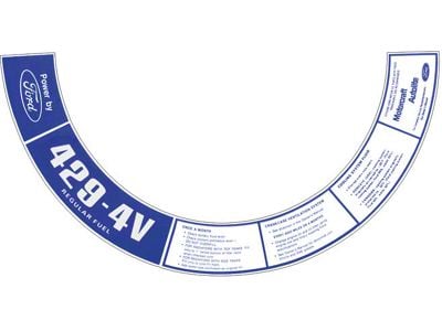 Air Cleaner Decal - 429-4V Regular Fuel - Ford