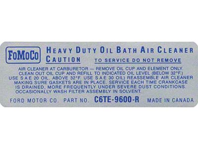 Air Cleaner Decal - For Oil Bath Type