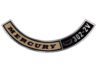Air Cleaner Decal - Mercury, 302-2V - V8 - Comet & Montego