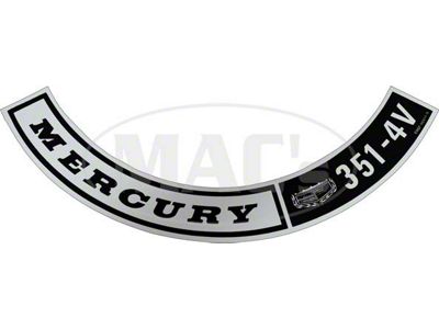 Air Cleaner Decal - Mercury, 351-4V - V8 - Comet & Montego