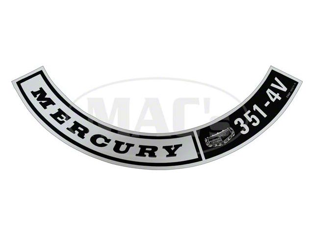 Air Cleaner Decal - Mercury, 351-4V - V8 - Comet & Montego