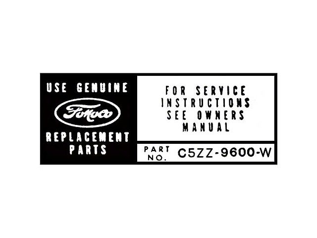 Air Cleaner Decal - Service Instructions - Ford