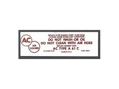 Air Cleaner Decal,Fuel Injection,57-61
