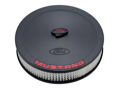 Air Cleaner Kit; Black; Embossed Mustang Logo; 13 In. Diameter; With Center Nut