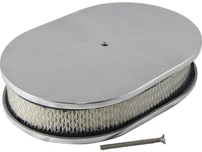 Air Cleaner, Oval Smooth Polished Aluminum, 12